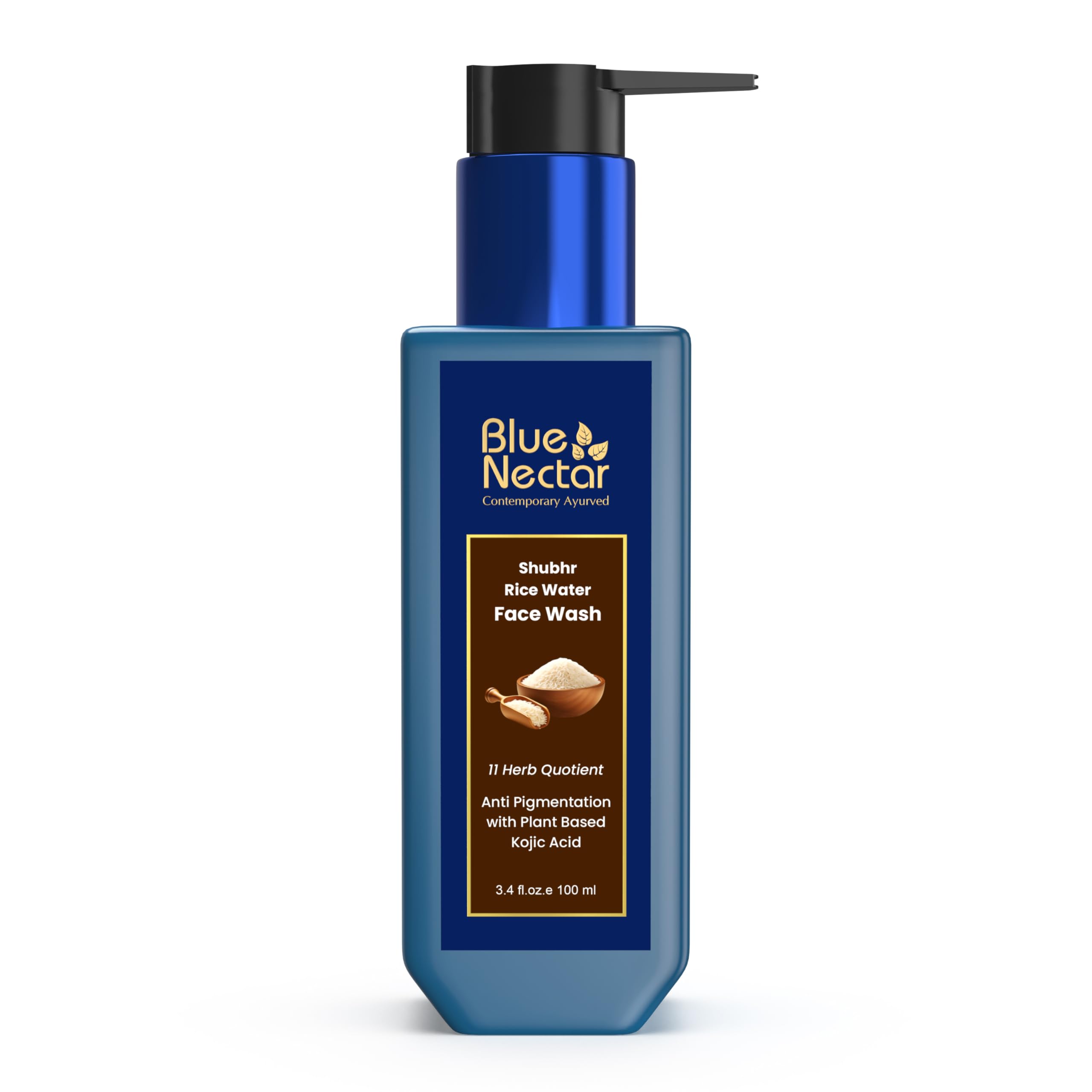 Blue Nectar rice water kojic acid gel face wash bottle