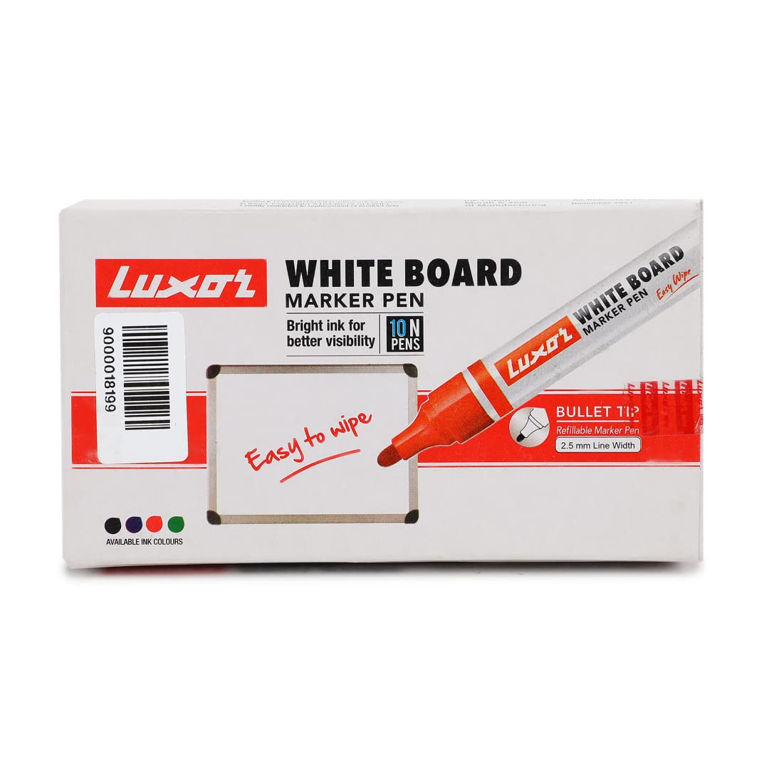 Pack of 10 Luxor black whiteboard marker pens