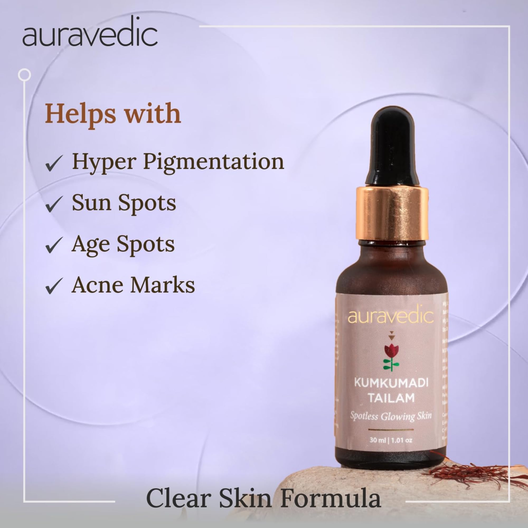 Auravedic Kumkumadi Tailam For Face For Glowing Skin 30 ml Pack of 2 Kumkumadi Oil Dark Spot Corrector Glow Serum For Women Men – view 3