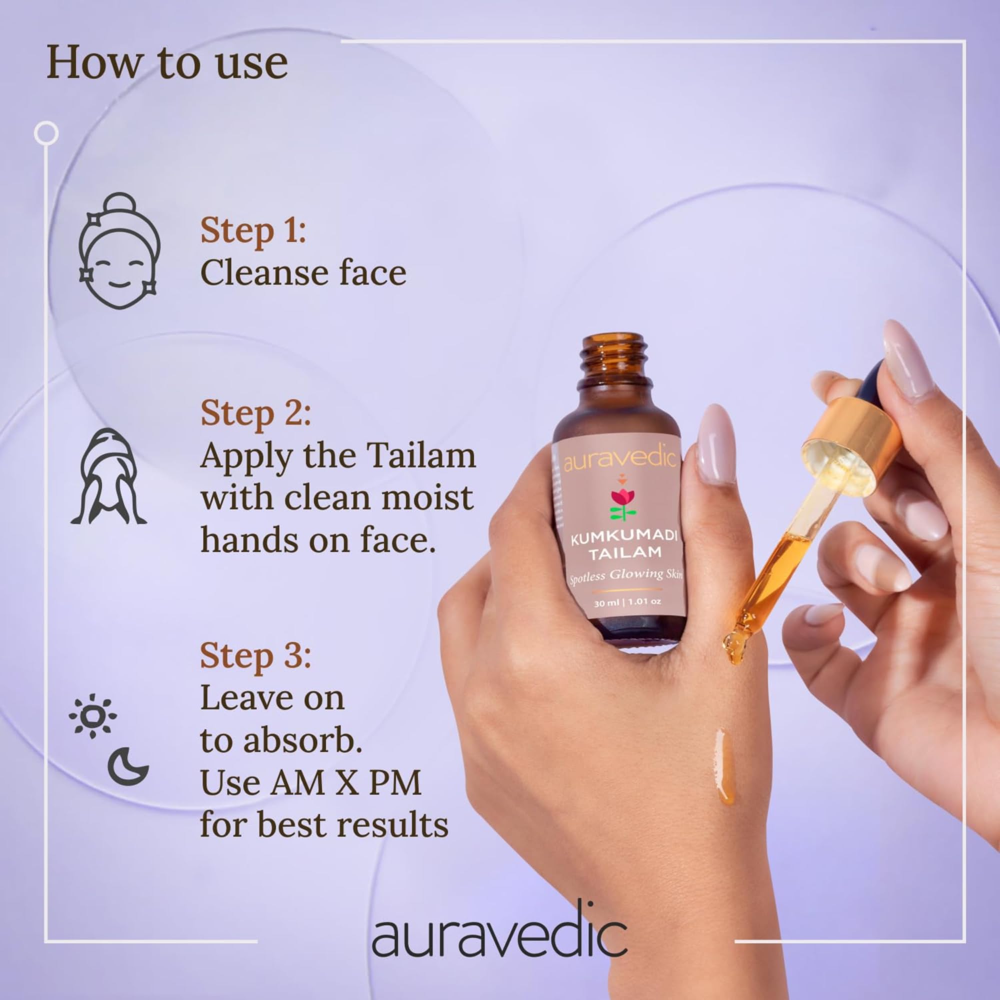 Auravedic Kumkumadi Tailam For Face For Glowing Skin 30 ml Pack of 2 Kumkumadi Oil Dark Spot Corrector Glow Serum For Women Men – view 7