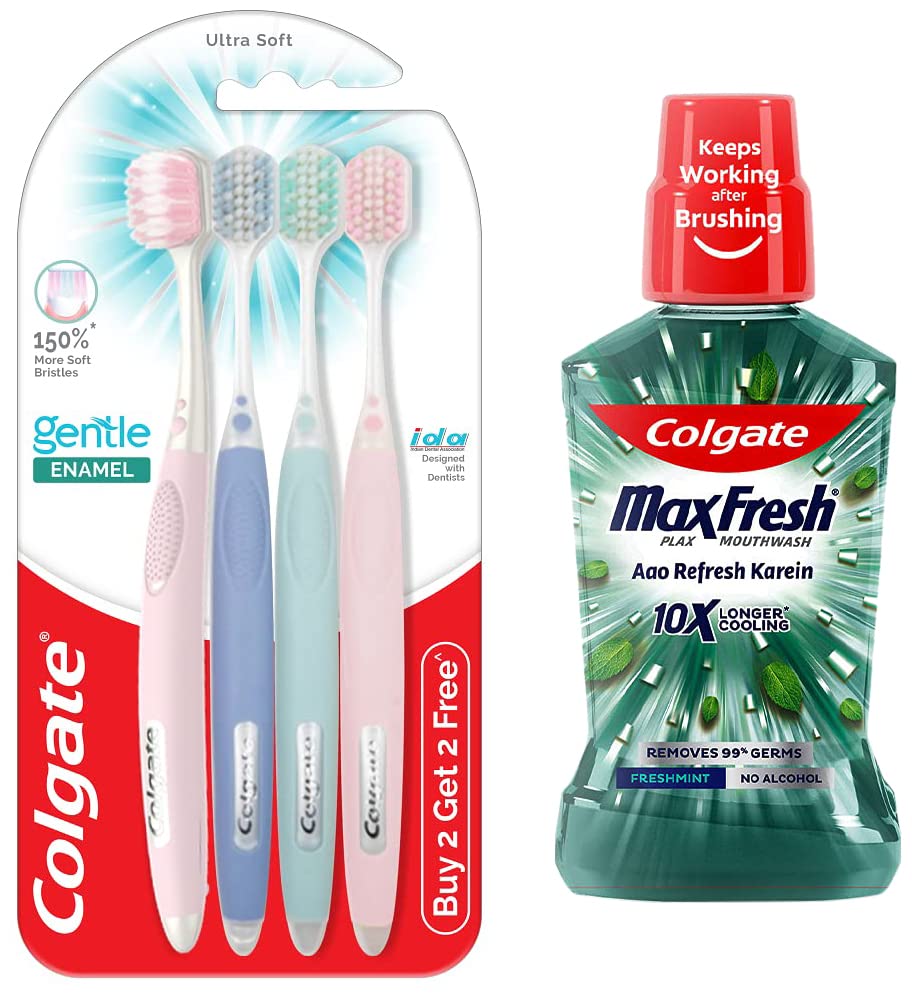 Colgate ultra soft adult toothbrush pack and mouthwash combo