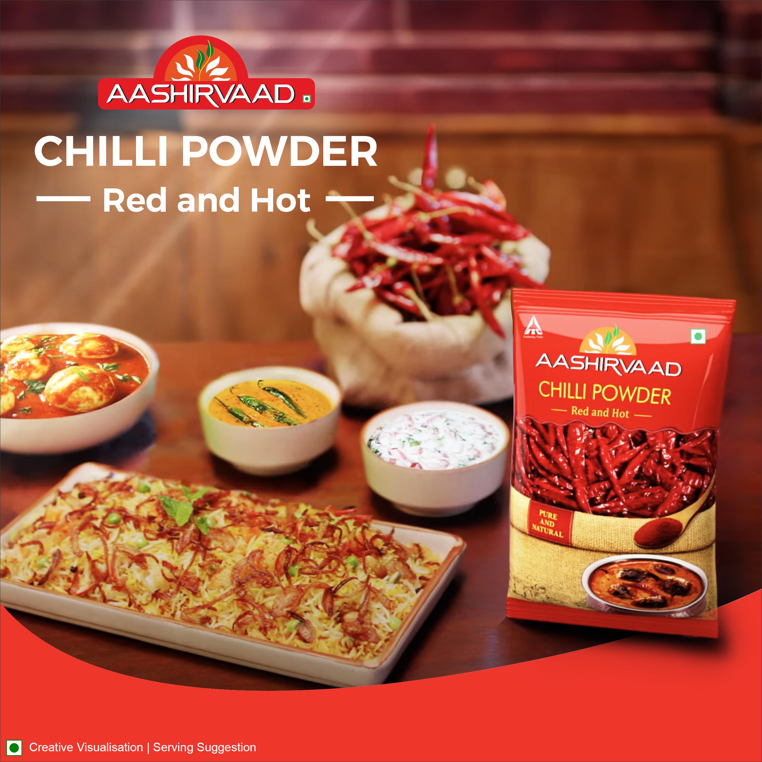 Aashirvaad Chilli Powder, 200g Pack, Red Hot Chilli Powder with No Added Flavours and Colours – view 3