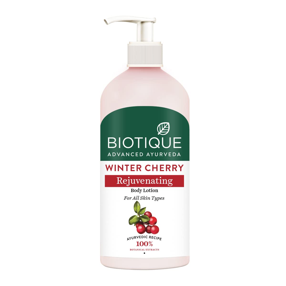 Biotique Winter Cherry body lotion bottle for daily all-skin-type care