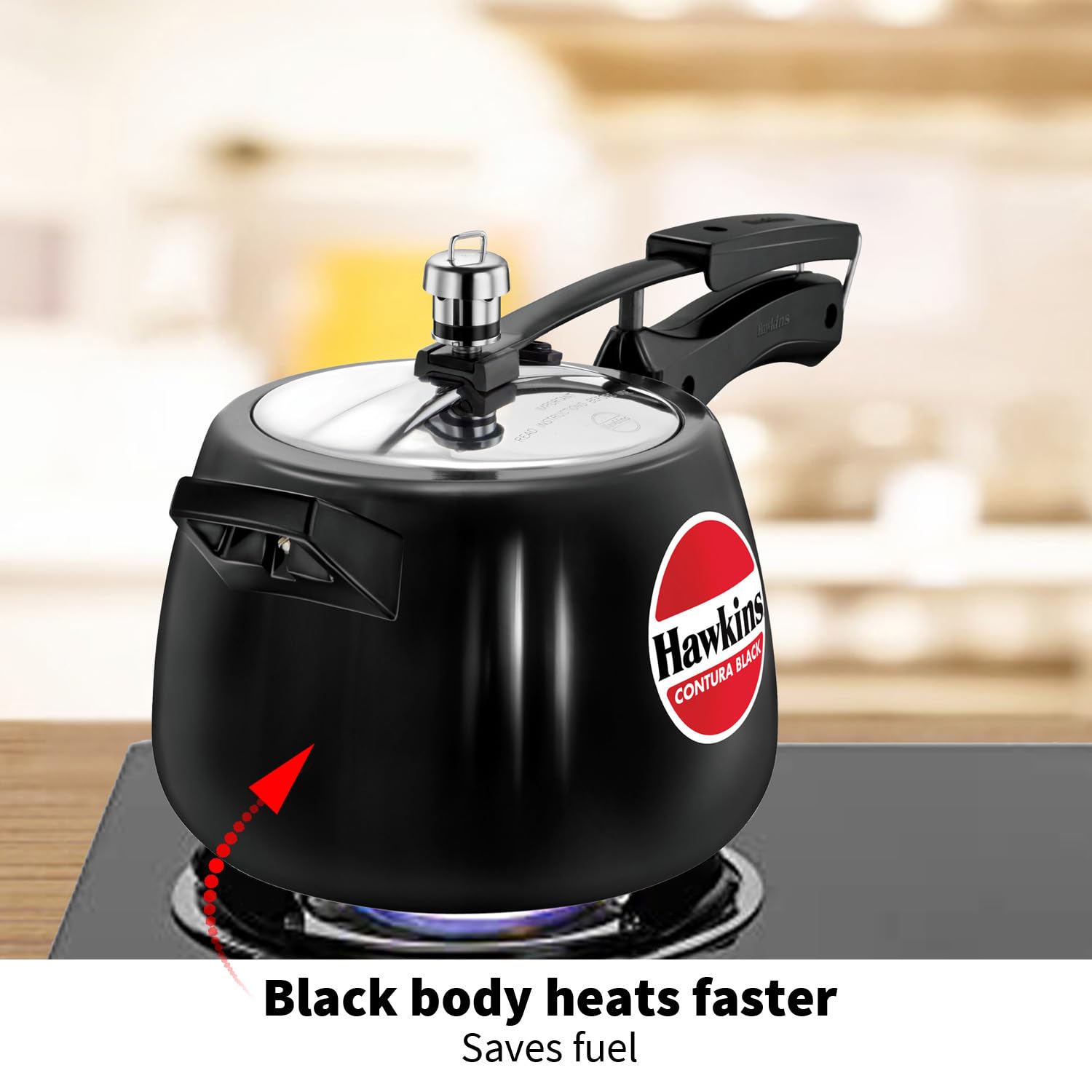 Hawkins 4 Litre Contura Black Pressure Cooker, Hard Anodised Inner Lid Cooker, Handi Cooker, Black (CB40) – view 4