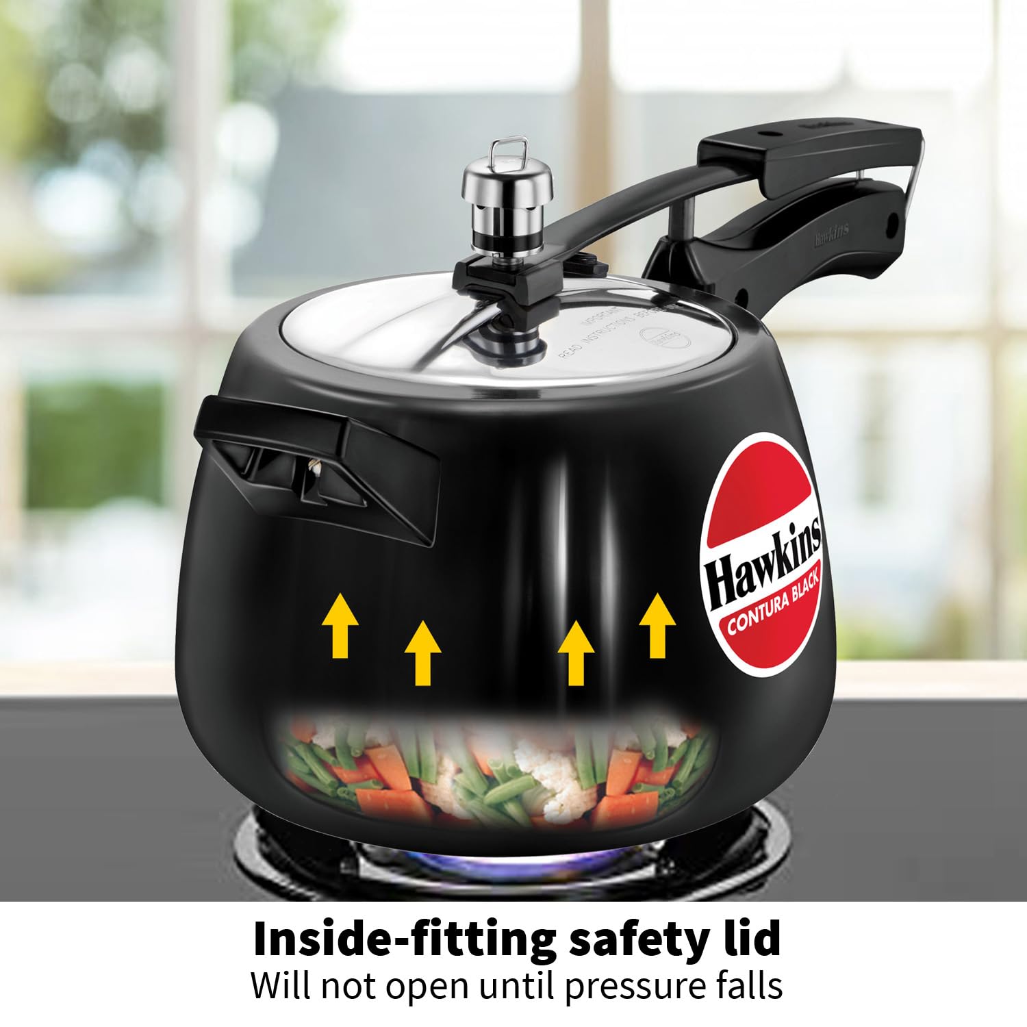 Hawkins 4 Litre Contura Black Pressure Cooker, Hard Anodised Inner Lid Cooker, Handi Cooker, Black (CB40) – view 5