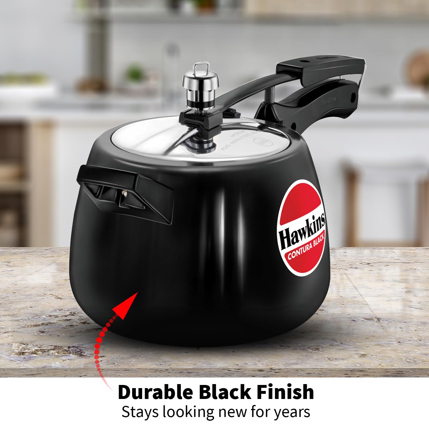 Hawkins 4 Litre Contura Black Pressure Cooker, Hard Anodised Inner Lid Cooker, Handi Cooker, Black (CB40) – view 6