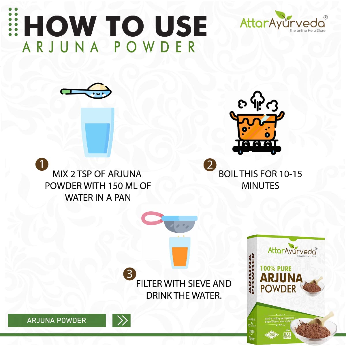 Attar Ayurveda Arjuna - Terminalia Arjuna - Arjuna Herb (POWDER) (800 Grams) – view 4