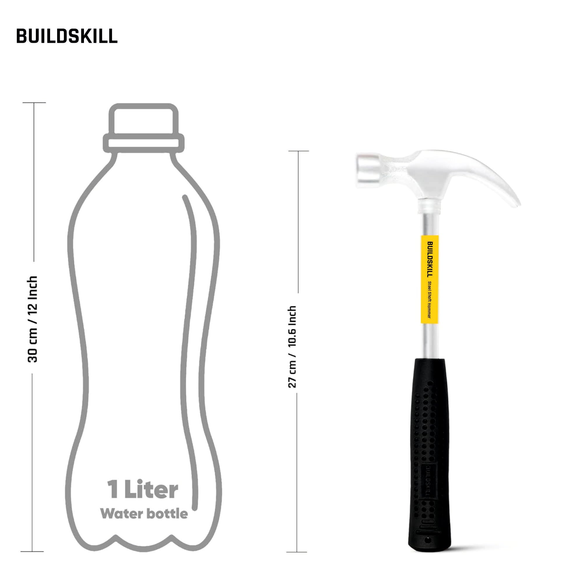 Buildskill Steel Shaft Hammer 8 Oz - Forged Steel Head for Superior Strength & Durability - Carpenter Tools for Wood Work, Home and Professional, 2 in 1 Combination Claw & Flat Head, 400gm (Pack of 1) – view 2
