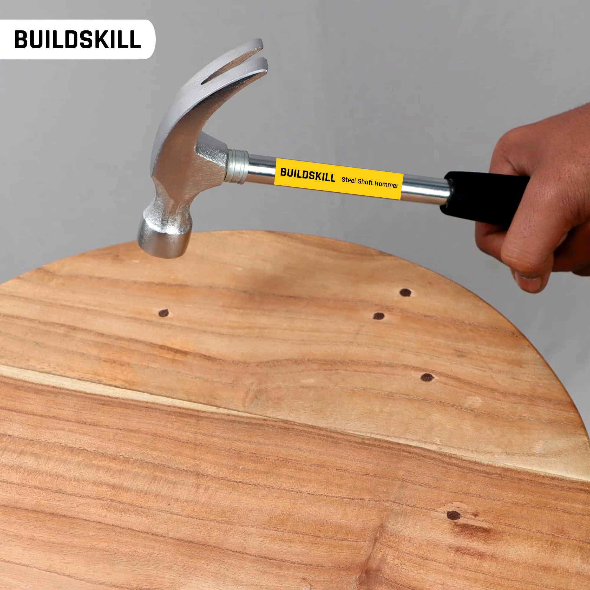 Buildskill Steel Shaft Hammer 8 Oz - Forged Steel Head for Superior Strength & Durability - Carpenter Tools for Wood Work, Home and Professional, 2 in 1 Combination Claw & Flat Head, 400gm (Pack of 1) – view 6