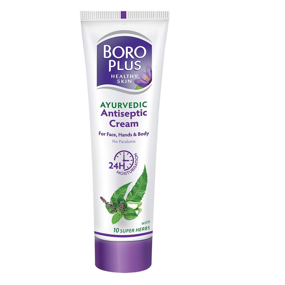 BoroPlus Ayurvedic Antiseptic Cream with 10 super herbs |24 hrs Moisturisation |Glowing Skin|For Face, Hand & Body | Heals and Protects the skin|80ml