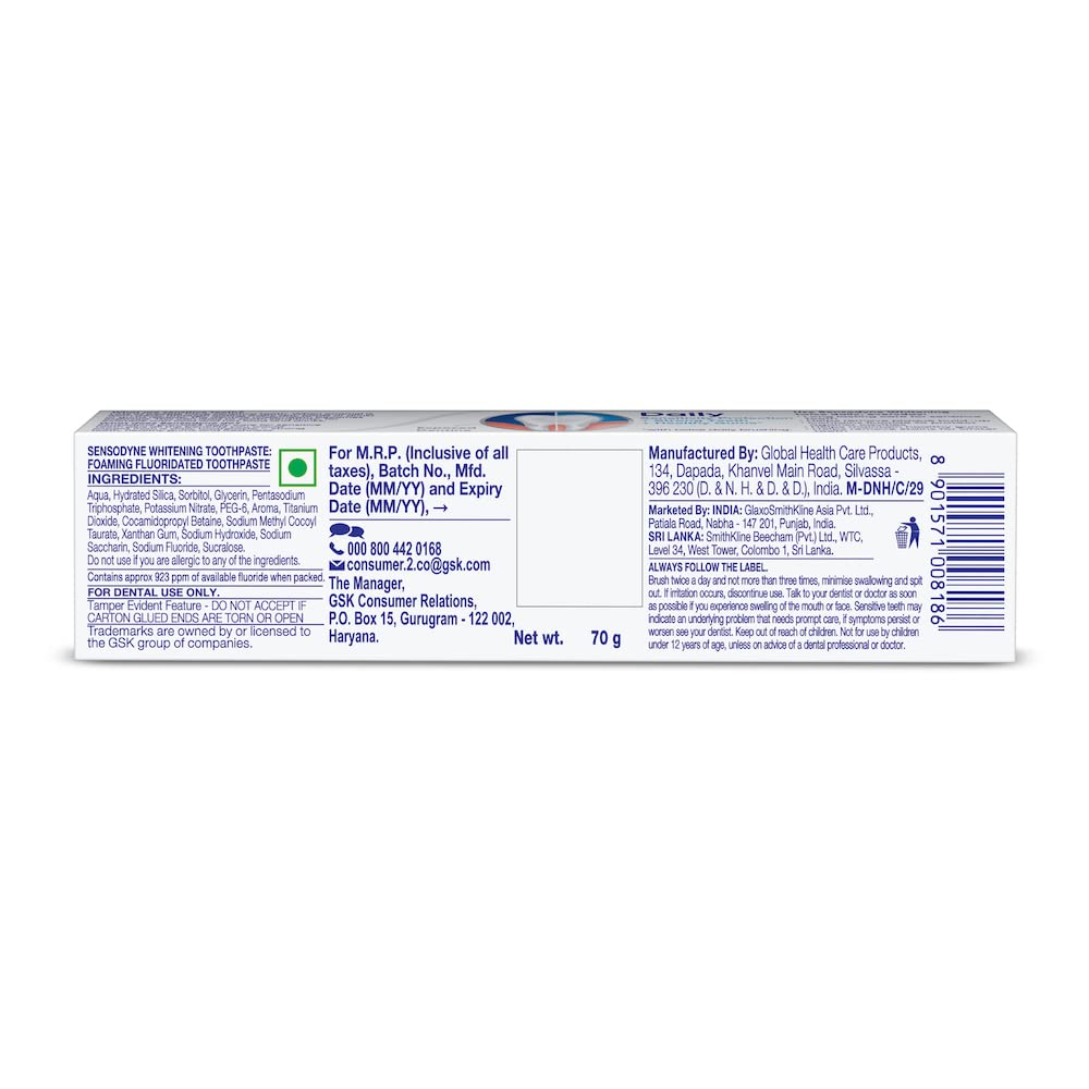 Sensodyne Toothpaste Whitening, Sensitive tooth paste to restore natural whiteness, 70 gm – view 2