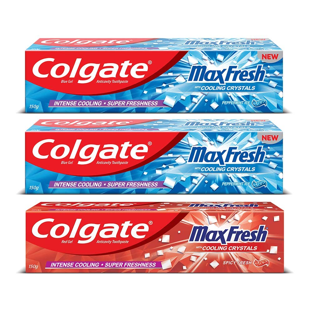 Colgate MaxFresh peppermint toothpaste gel tubes in pack of 2