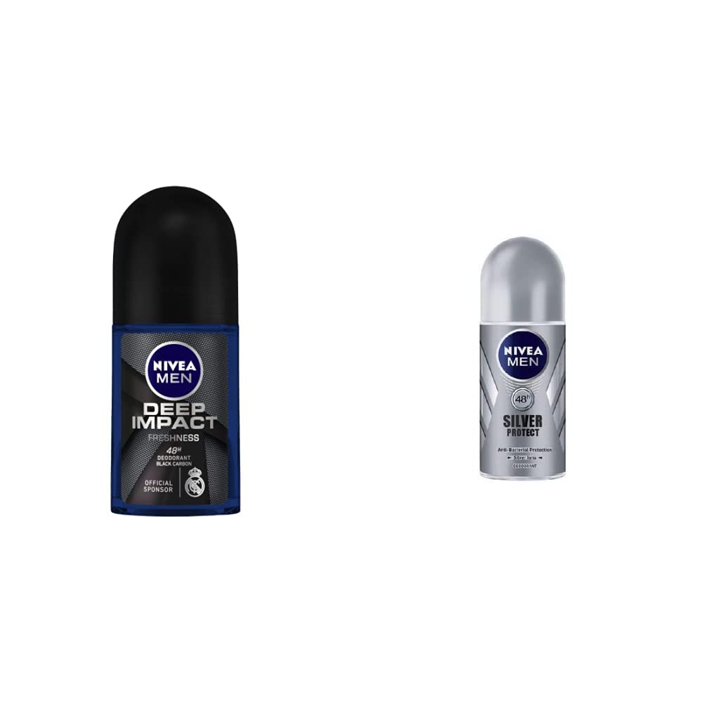 Two Nivea men roll-on deodorants in Deep Impact and Silver Protect