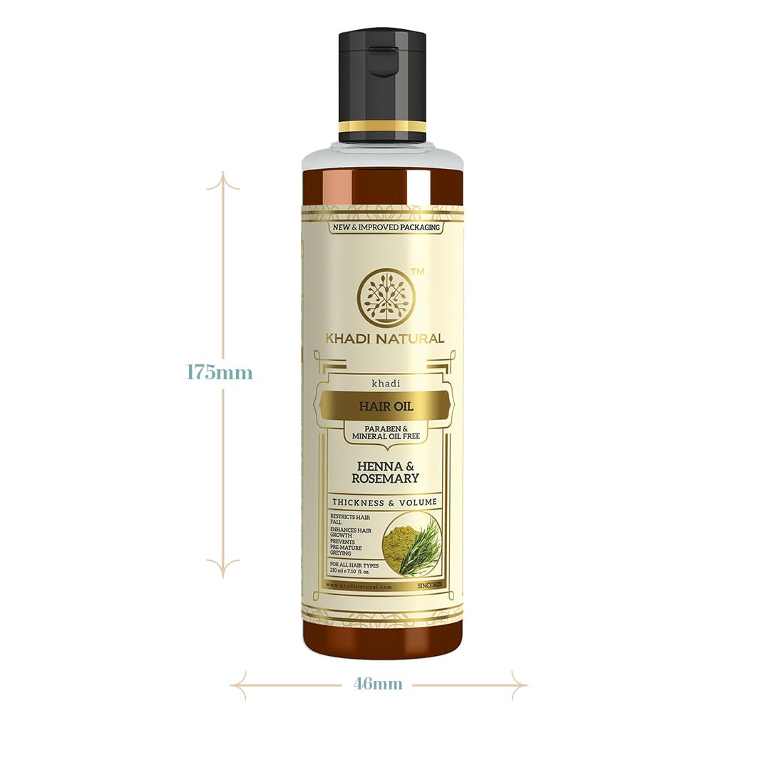 Khadi Natural Rosemary & Henna Hair Oil, Natural Oil For Thick & Voluminous Hair Oil For Controlling Hair Fall & Premature Greying, Paraben & Mineral Oil Free, Suitable For All Hair Types, 210ml – view 5