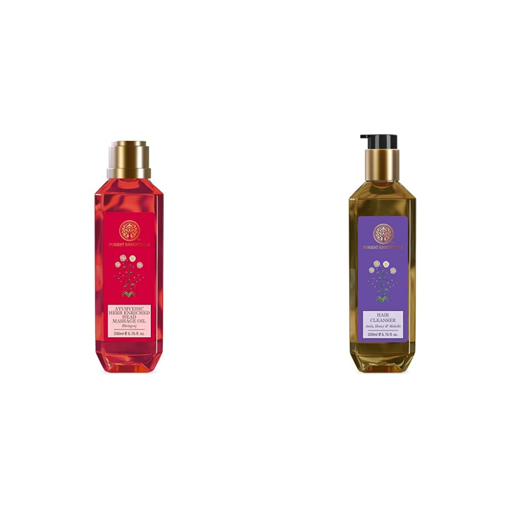 Forest Essentials Bhring Raj oil and hair cleanser set