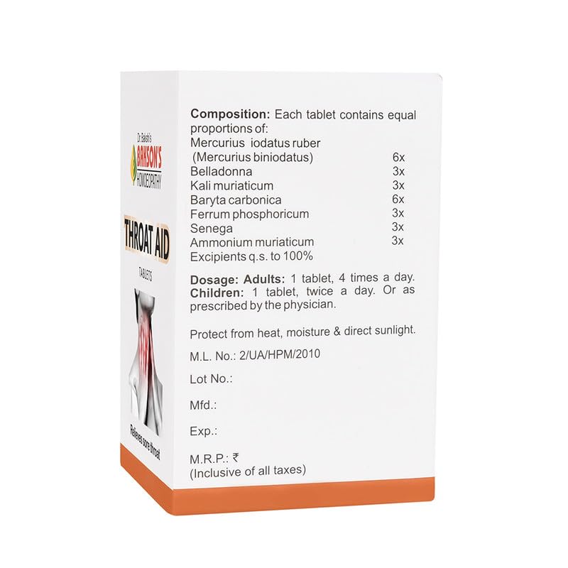Dr. BAKSHI'S BAKSON'S HOMEOPATHY Throat Aid_3_225 Tablets (3 Pack of 75 Units) – view 2