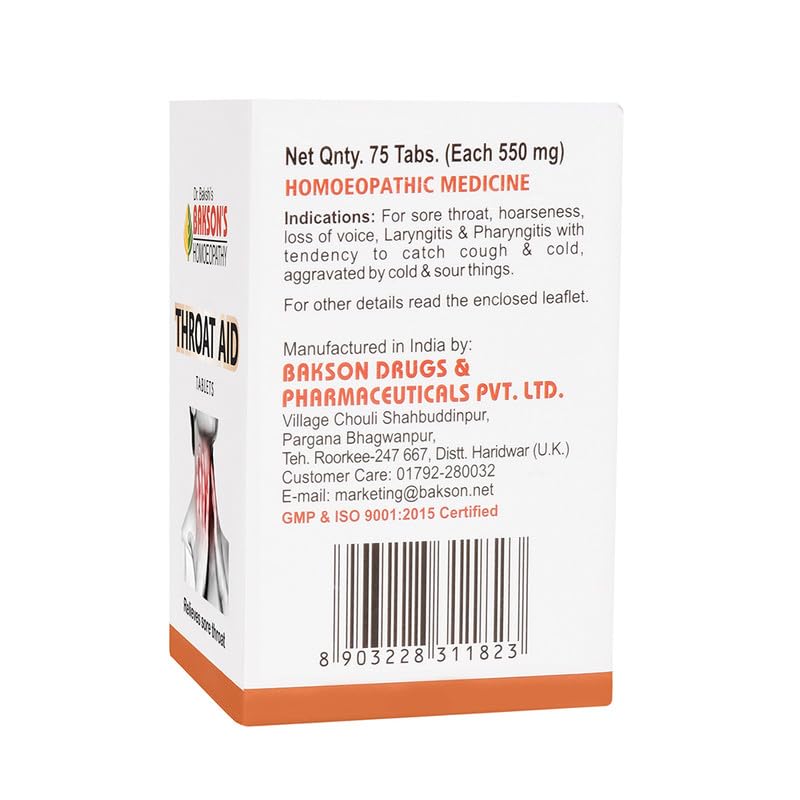 Dr. BAKSHI'S BAKSON'S HOMEOPATHY Throat Aid_3_225 Tablets (3 Pack of 75 Units) – view 3