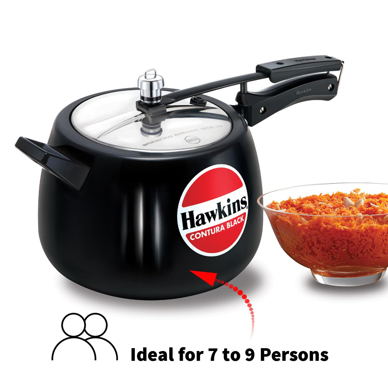 Hawkins 6.5 Litre Contura Black Pressure Cooker, Hard Anodised Inner Lid Cooker, Handi Cooker, Black (CB65) – view 2