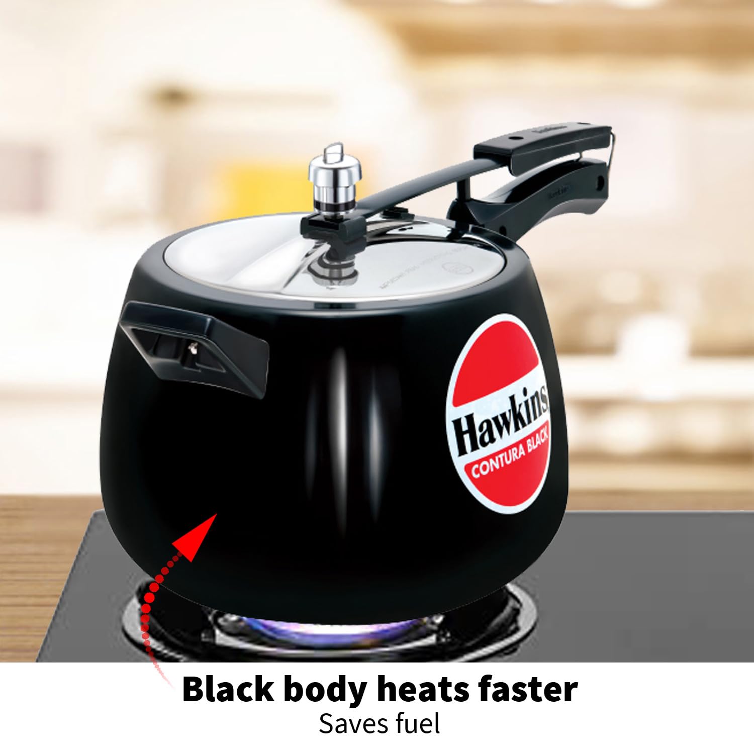 Hawkins 6.5 Litre Contura Black Pressure Cooker, Hard Anodised Inner Lid Cooker, Handi Cooker, Black (CB65) – view 4