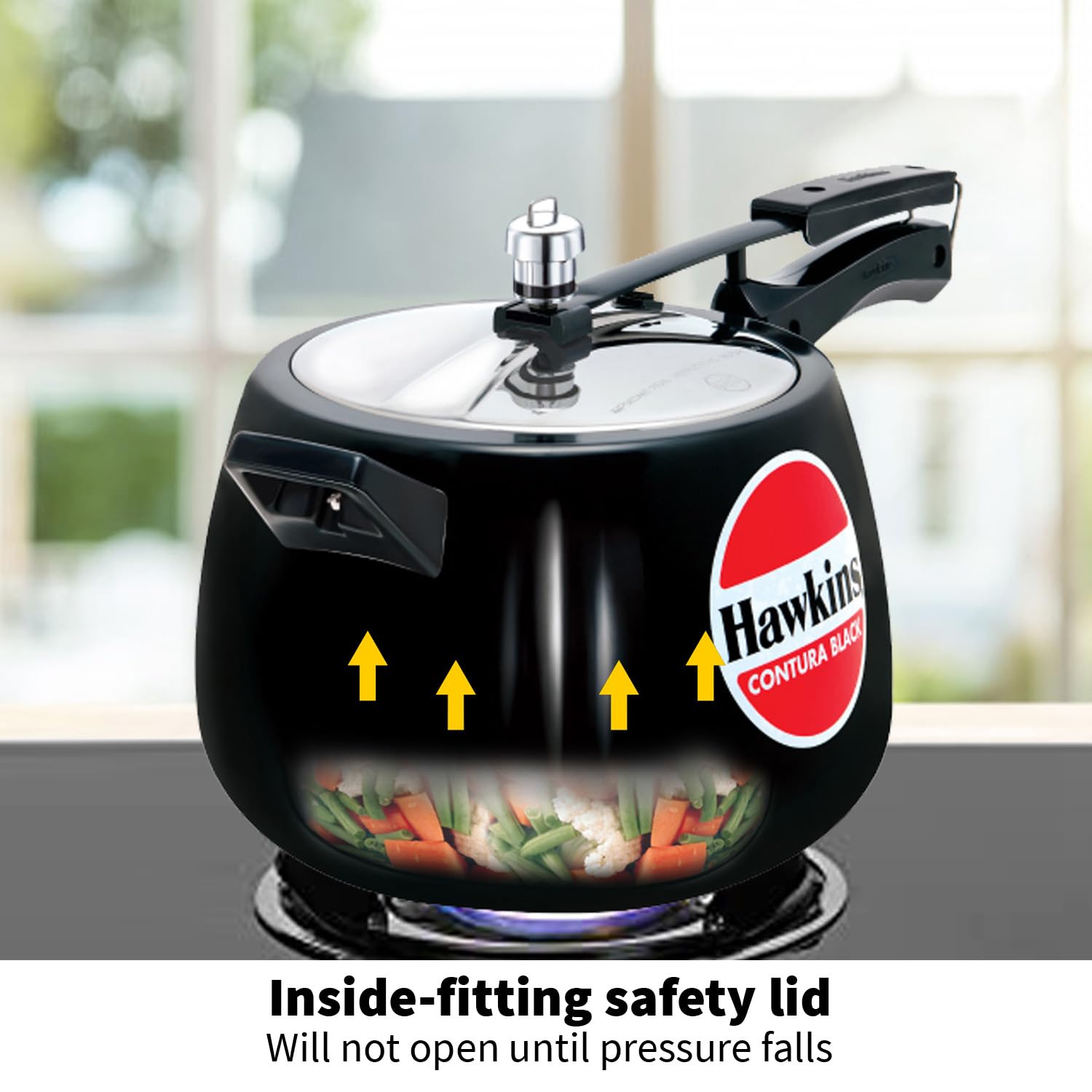 Hawkins 6.5 Litre Contura Black Pressure Cooker, Hard Anodised Inner Lid Cooker, Handi Cooker, Black (CB65) – view 5