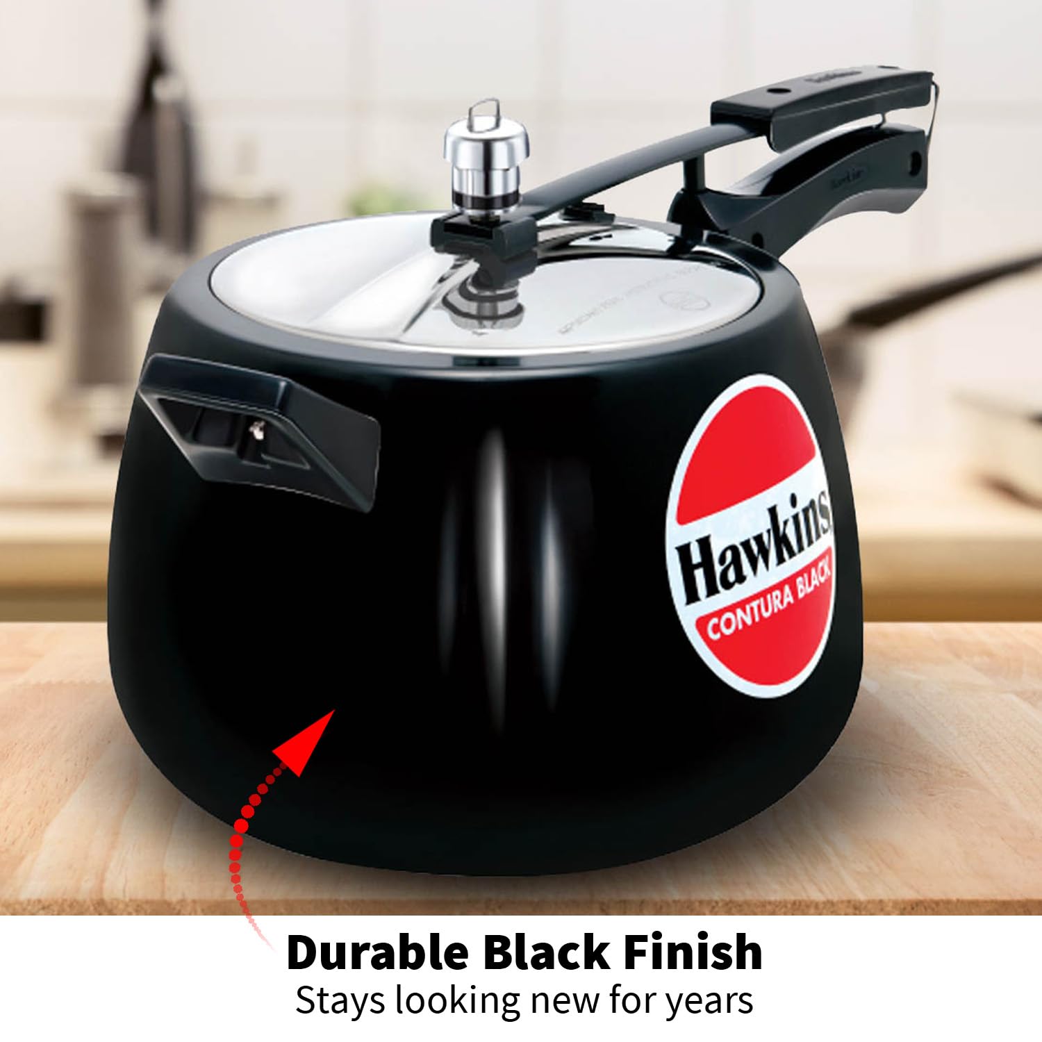 Hawkins 6.5 Litre Contura Black Pressure Cooker, Hard Anodised Inner Lid Cooker, Handi Cooker, Black (CB65) – view 6