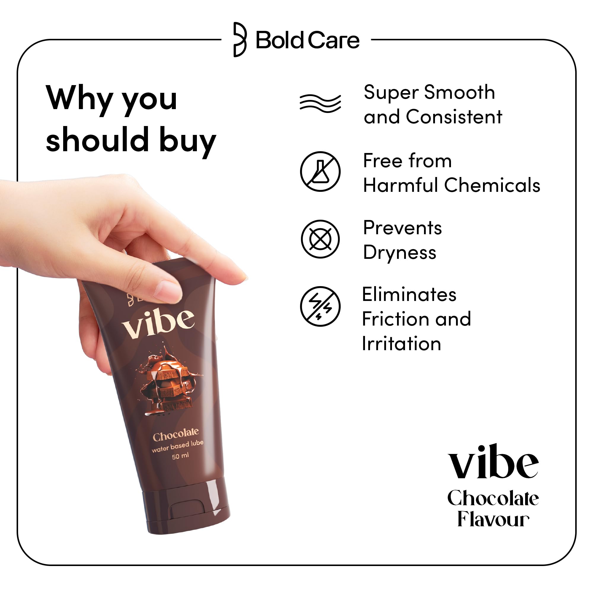 Bold Care Vibe Chocolate Water Based Lube [50 ml] with Aloe vera and green tea – view 5