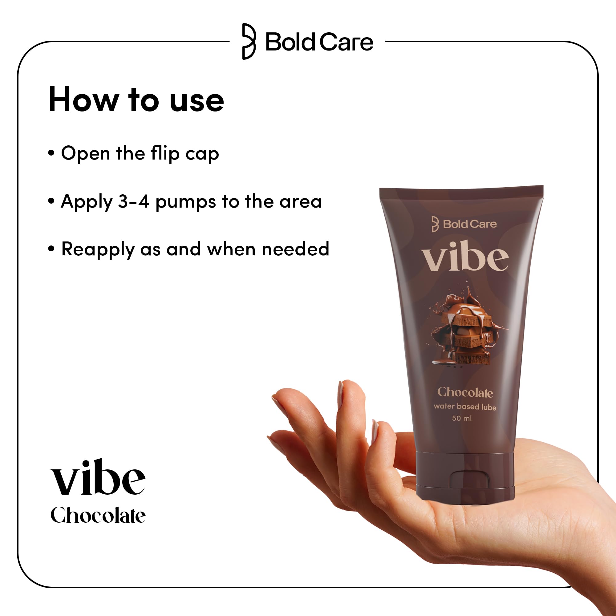 Bold Care Vibe Chocolate Water Based Lube [50 ml] with Aloe vera and green tea – view 6