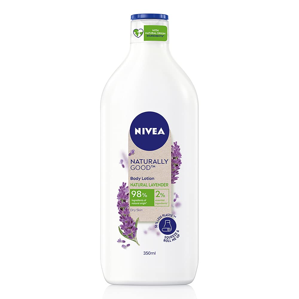 Front view of Nivea lavender body lotion bottle 350 ml