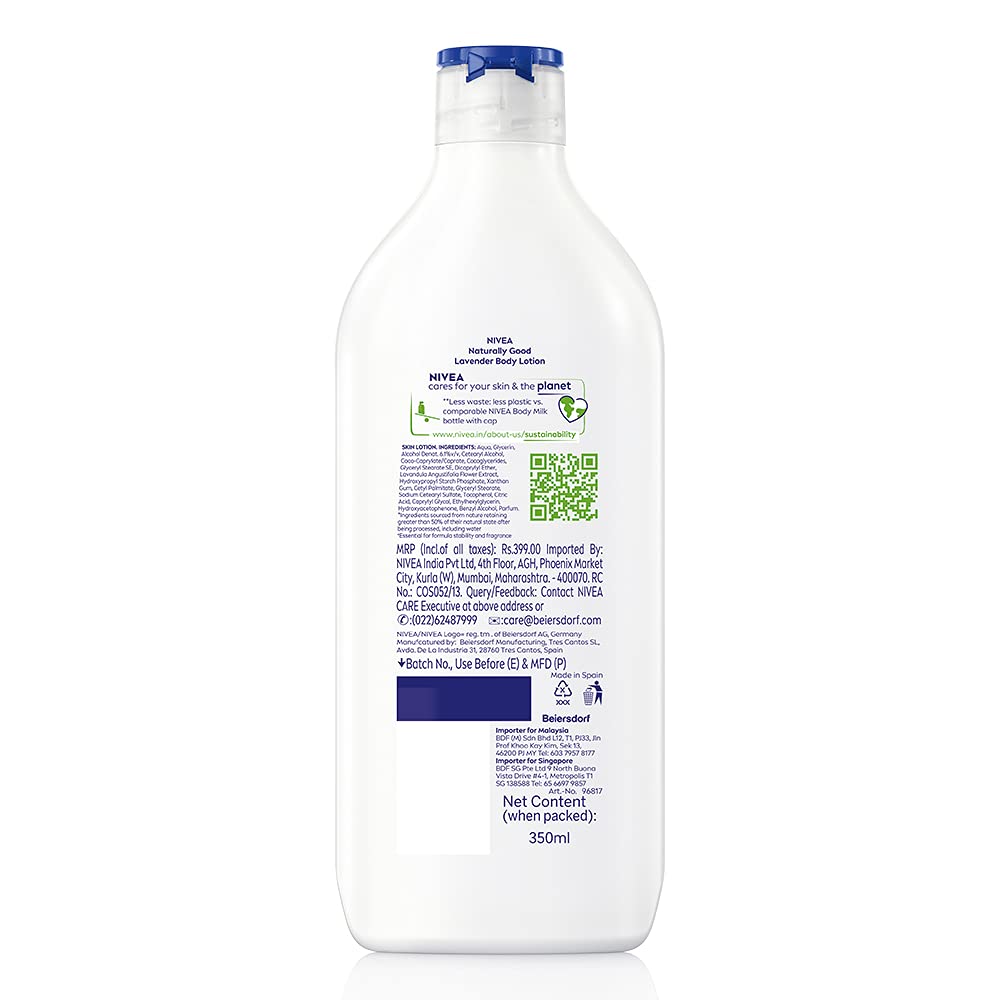 Nivea Naturally Good, Natural Lavender Body Lotion, For Dry Skin, No Parabens, 98% Natural Origin Ingredients, 350 ml – view 6