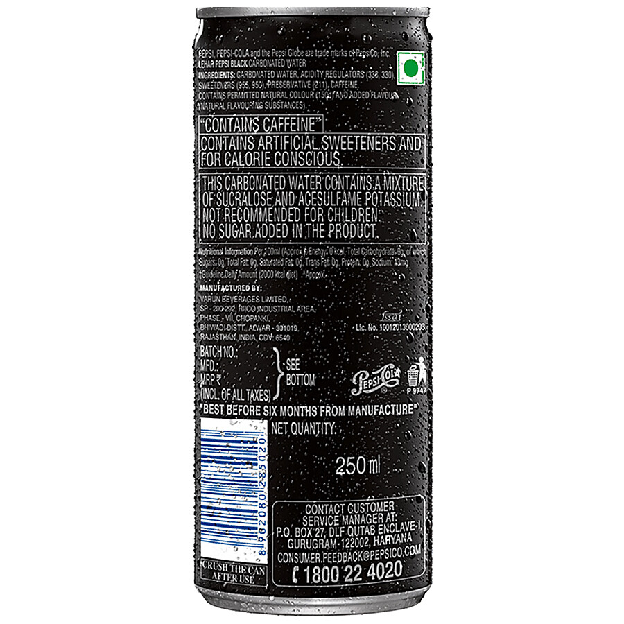 Pepsi Black Soft Drink - Max Taste, Zero Sugar(Diet) 250 ml – view 2