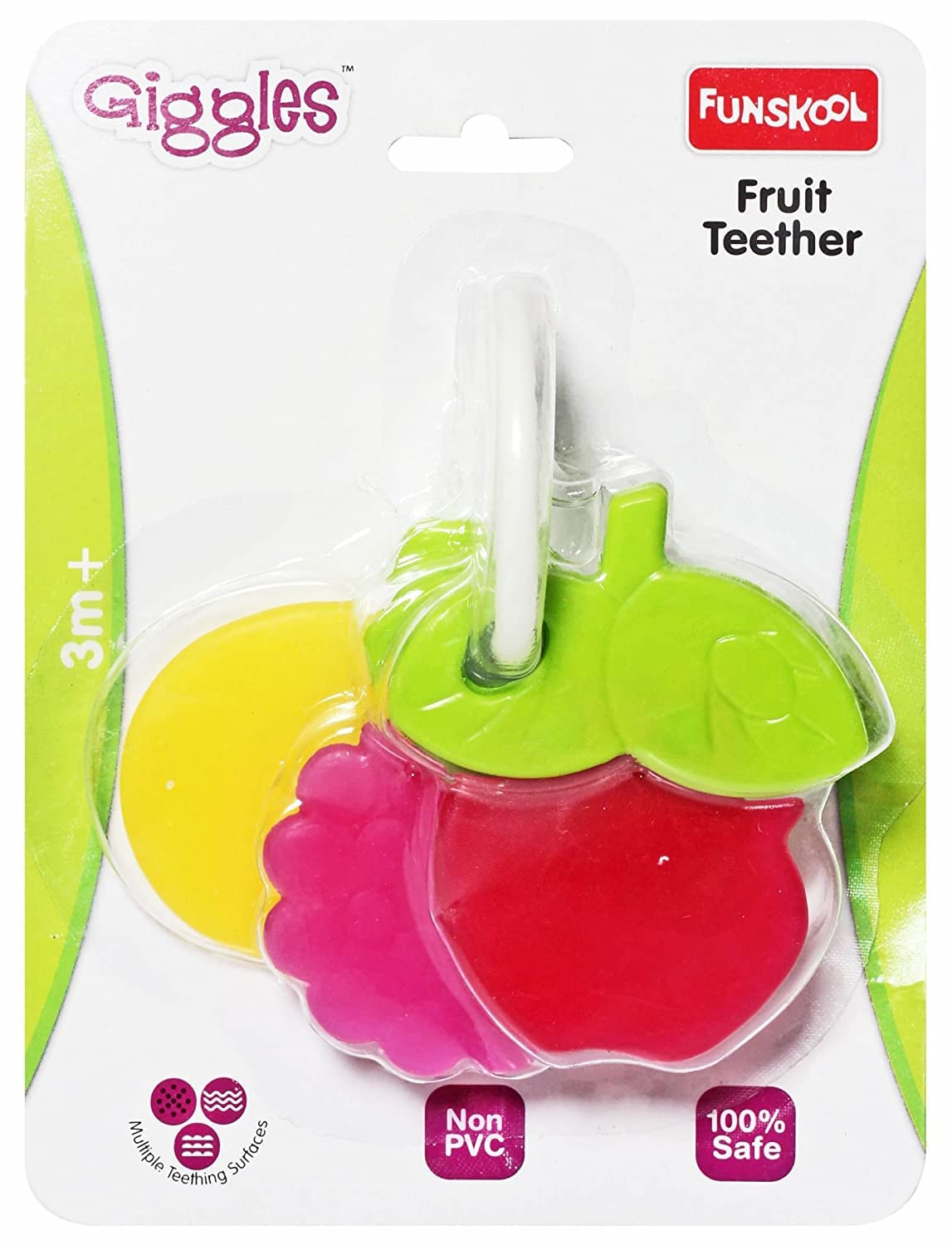 Funskool Giggles, Fruit Teether , Teether for Babies to soothen their gums, Easy to Grasp,hold and chew, 3 months & above, Infant Toys