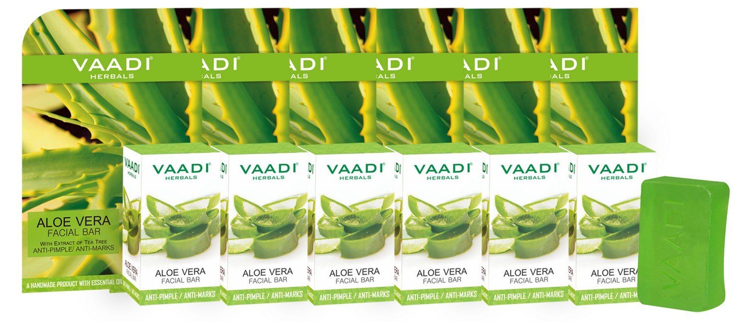 Box of six aloe vera facial bars with tea tree