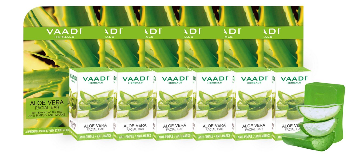 Vaadi Herbals Aloe Vera Facial Bars with Extract of Tea Tree, 25g (Pack of 6) – view 2