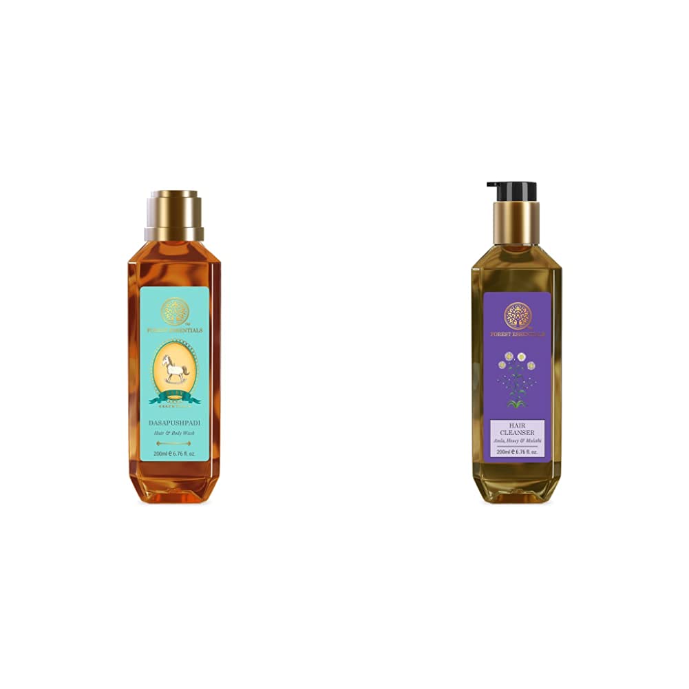 Forest Essentials Dasapushpadi wash and hair cleanser set