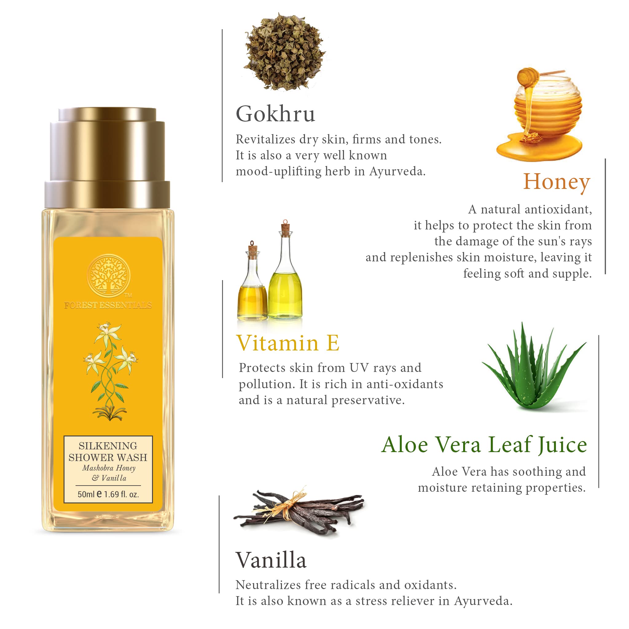 Forest essentials Silkening Shower Wash Mashobra Honey & Vanilla – view 4