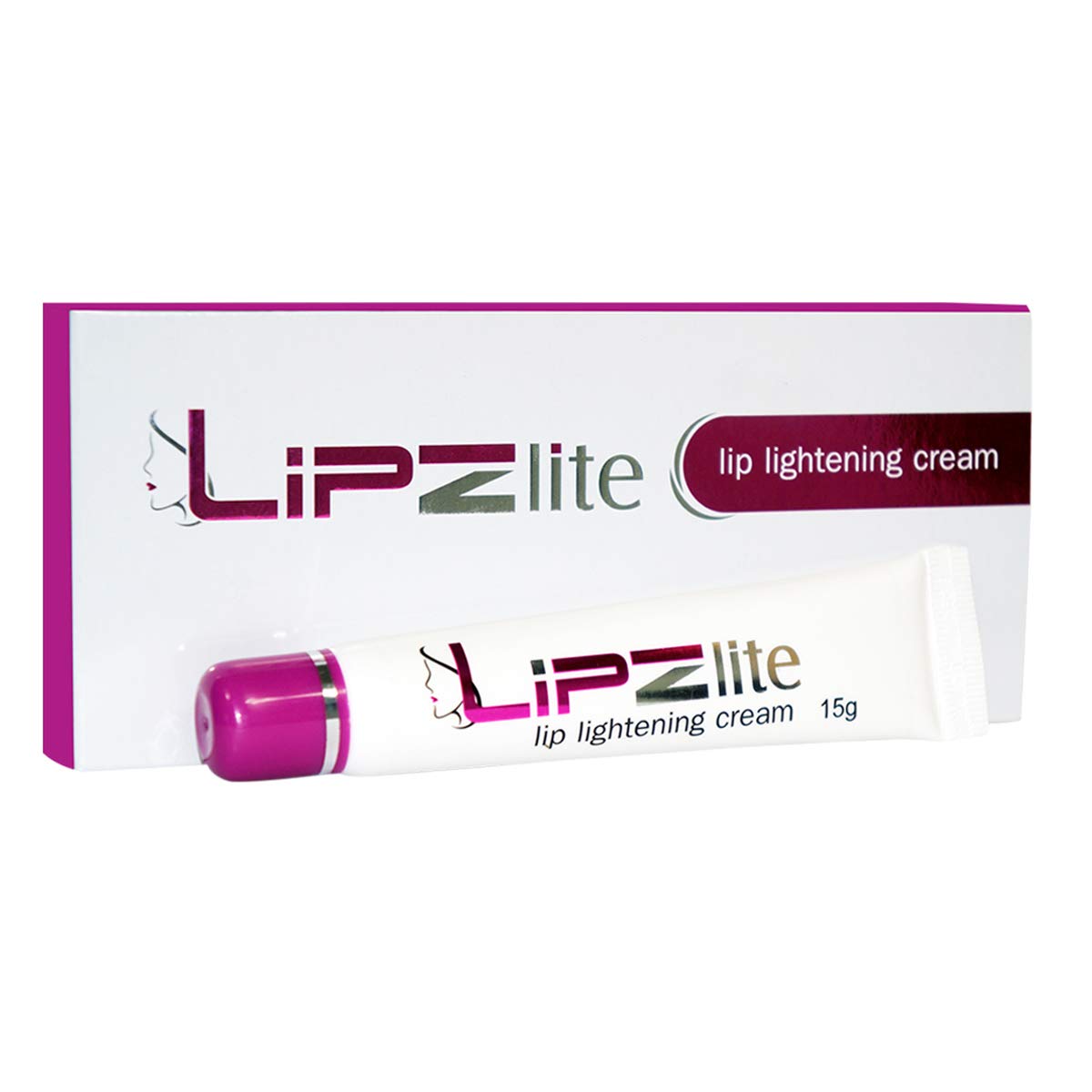 Lipzlite dark lip cream tube shown in 15 g size