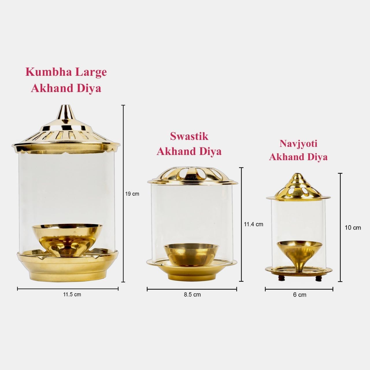 Klassic Navjyoti 4 Inch Akhand Diya with Borosilicate Shade for Mandir, Decorative Brass & Oil Lamp Lantern Diya with Glass Cover for Prayers, Cylindrical Borosilicate Brass Diya (Pack of 1) – view 7
