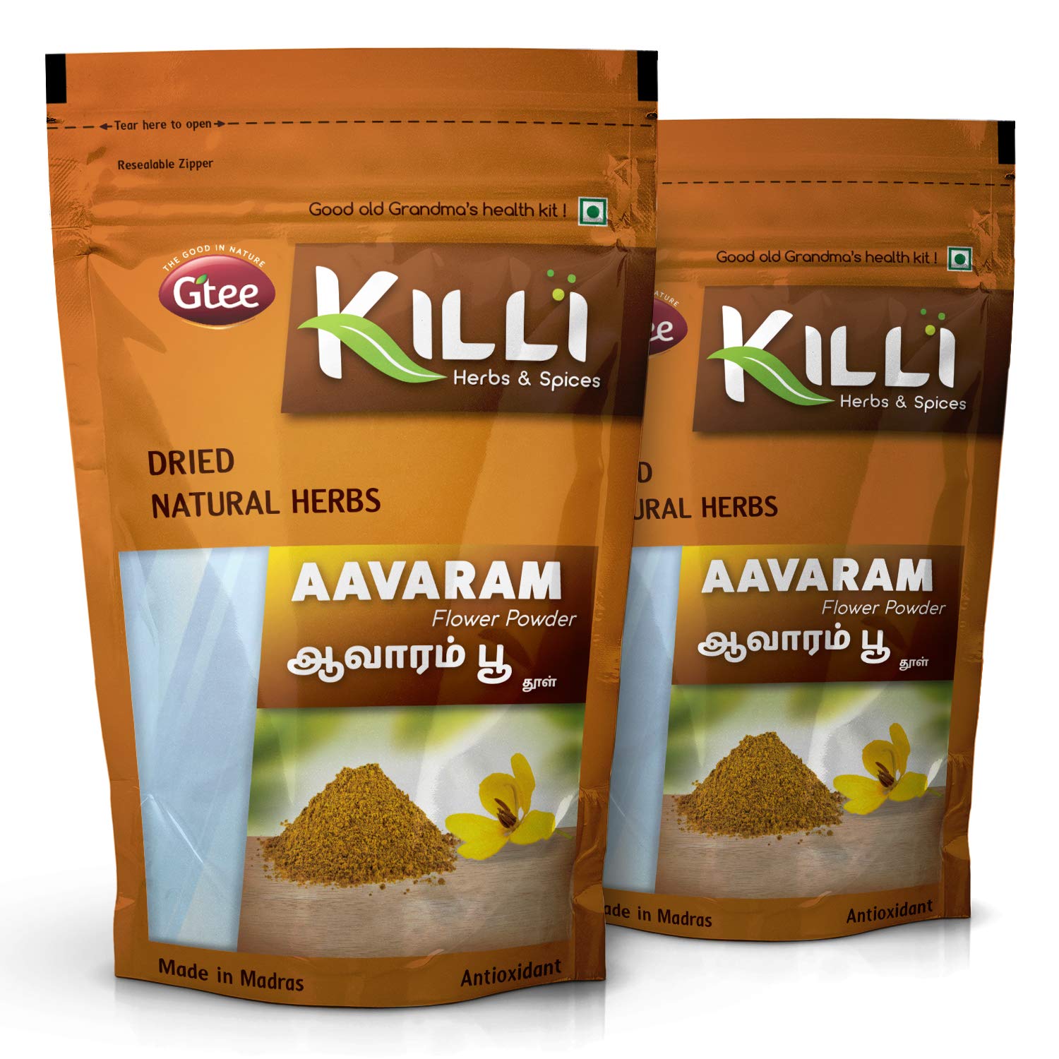 KILLI Avarampoo Aavaram flower powder pack of two pouches