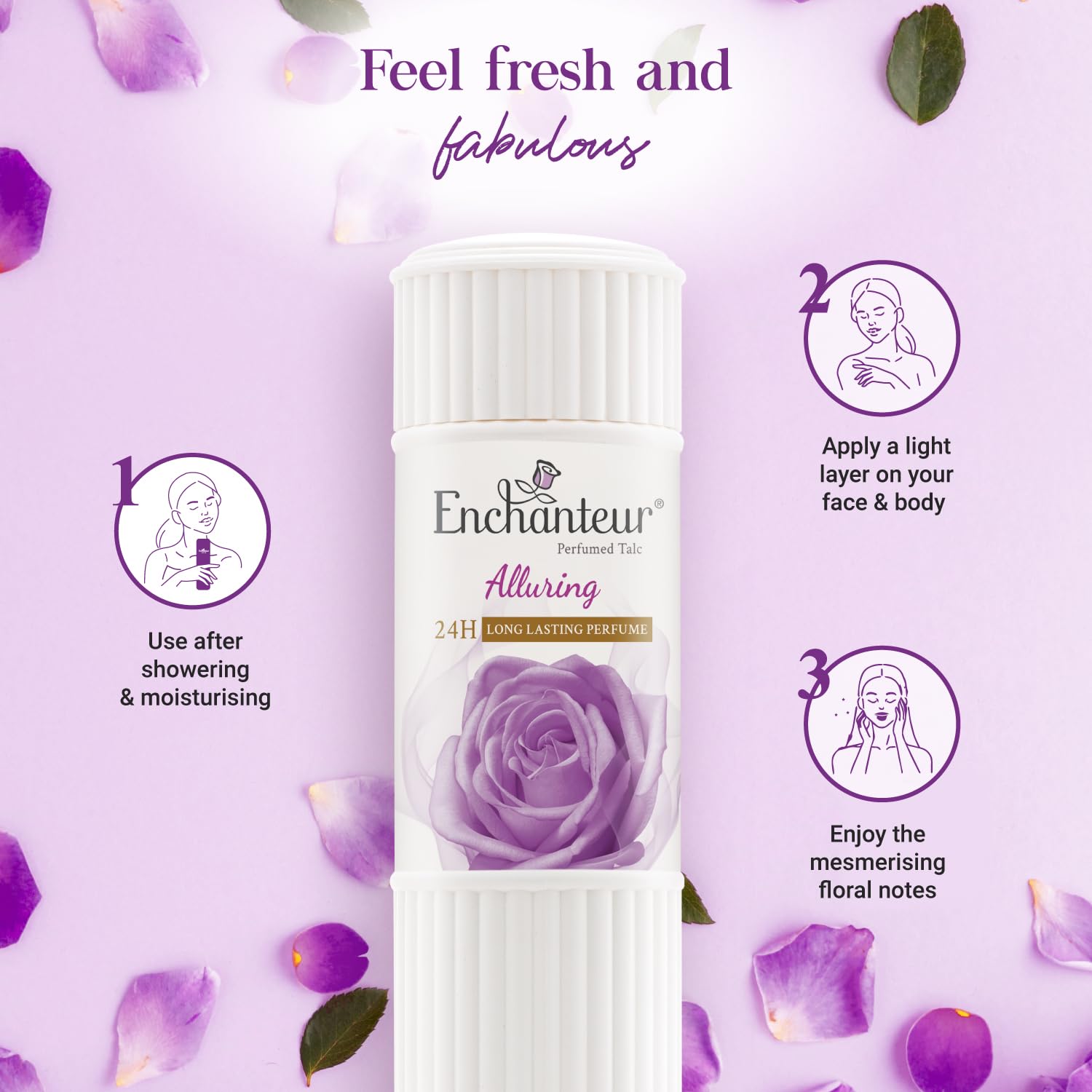Enchanteur Alluring Perfumed Talcum Powder with Floral French Fragrance for Women – view 7