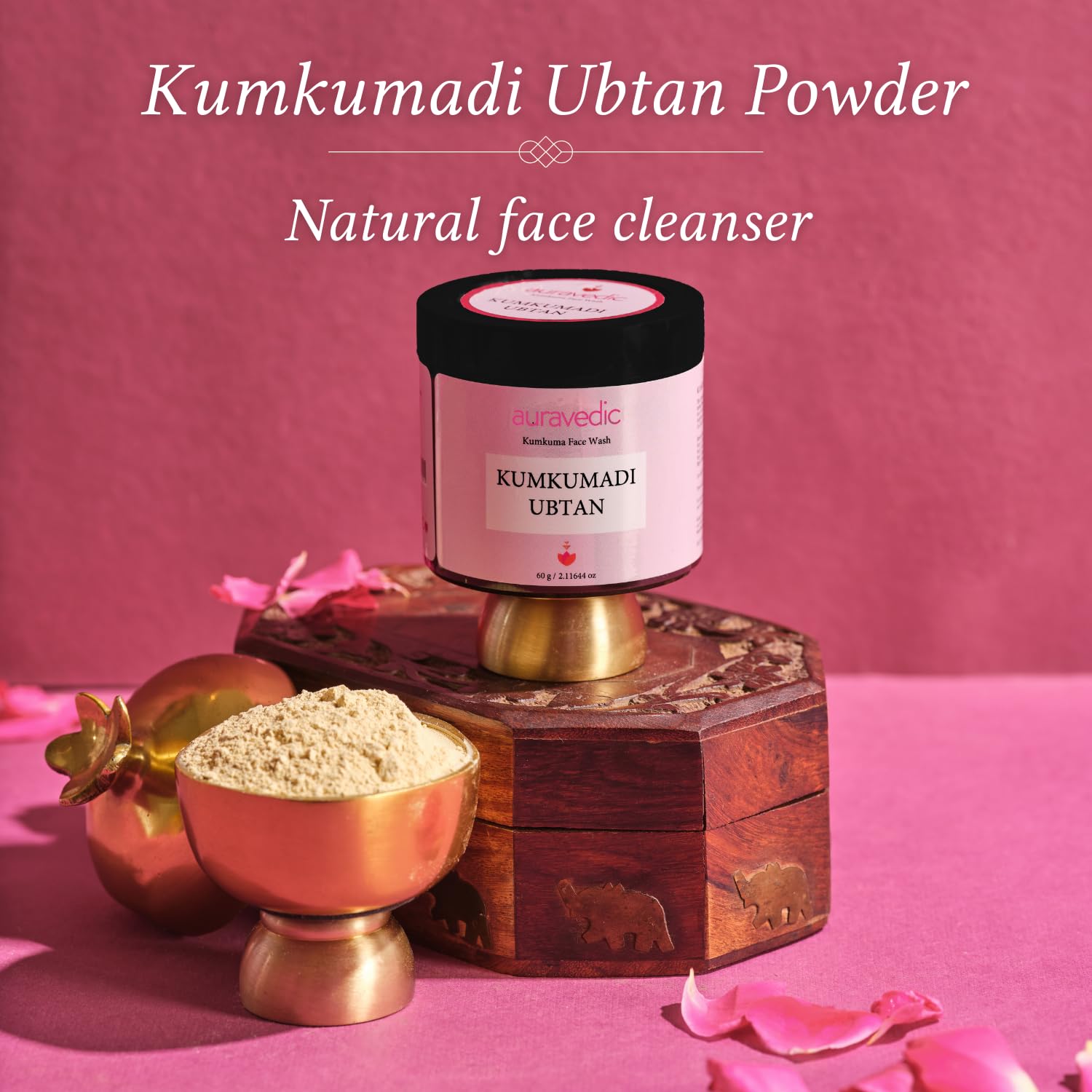 Auravedic Kumkumadi Tailam Ubtan Face Wash For Glowing Skin Kumkumadi Oil Ubtan Powder Face Cleanser For Skin Brightening All Natural Dried Herbs Flowers Paraben Free 60gm – view 2