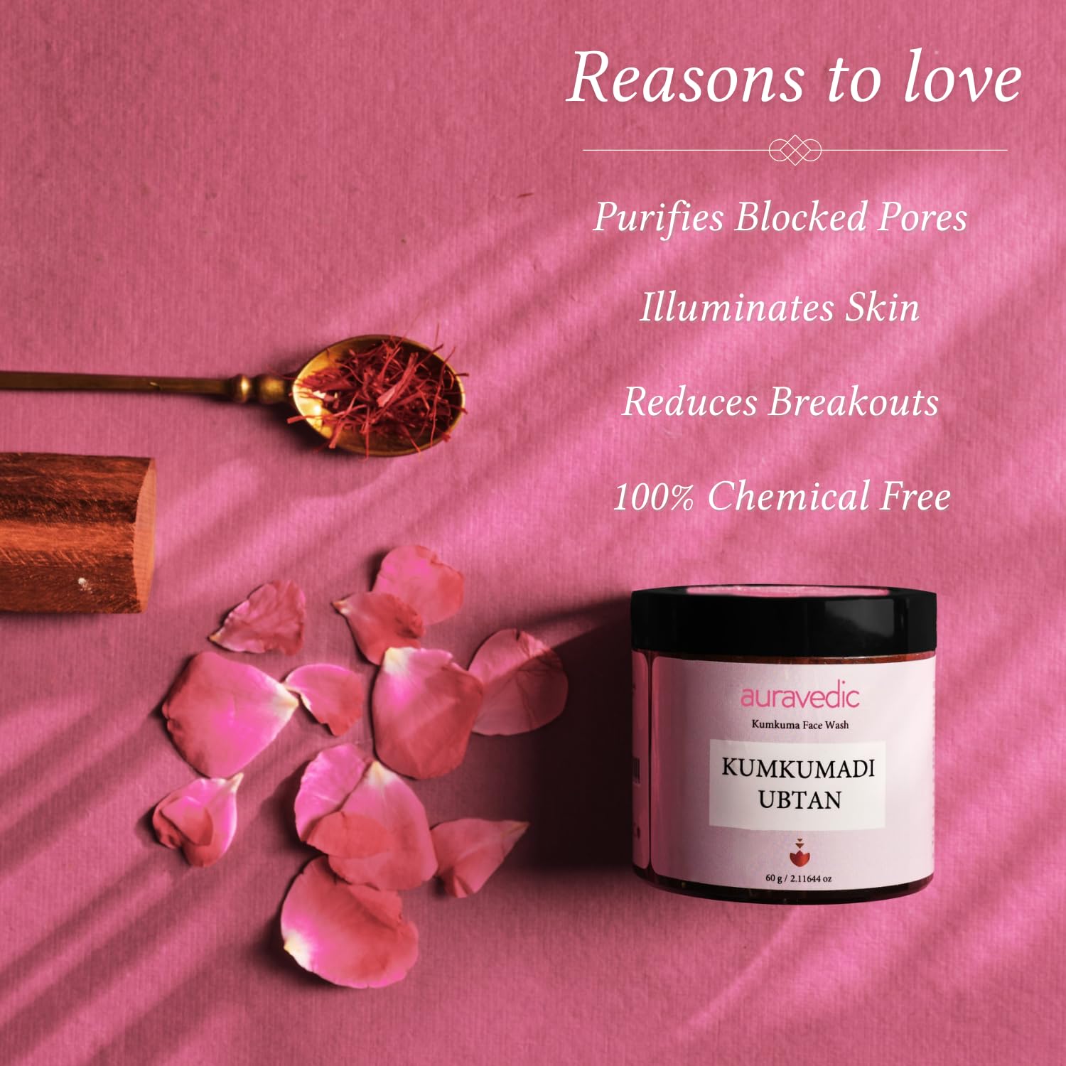 Auravedic Kumkumadi Tailam Ubtan Face Wash For Glowing Skin Kumkumadi Oil Ubtan Powder Face Cleanser For Skin Brightening All Natural Dried Herbs Flowers Paraben Free 60gm – view 3