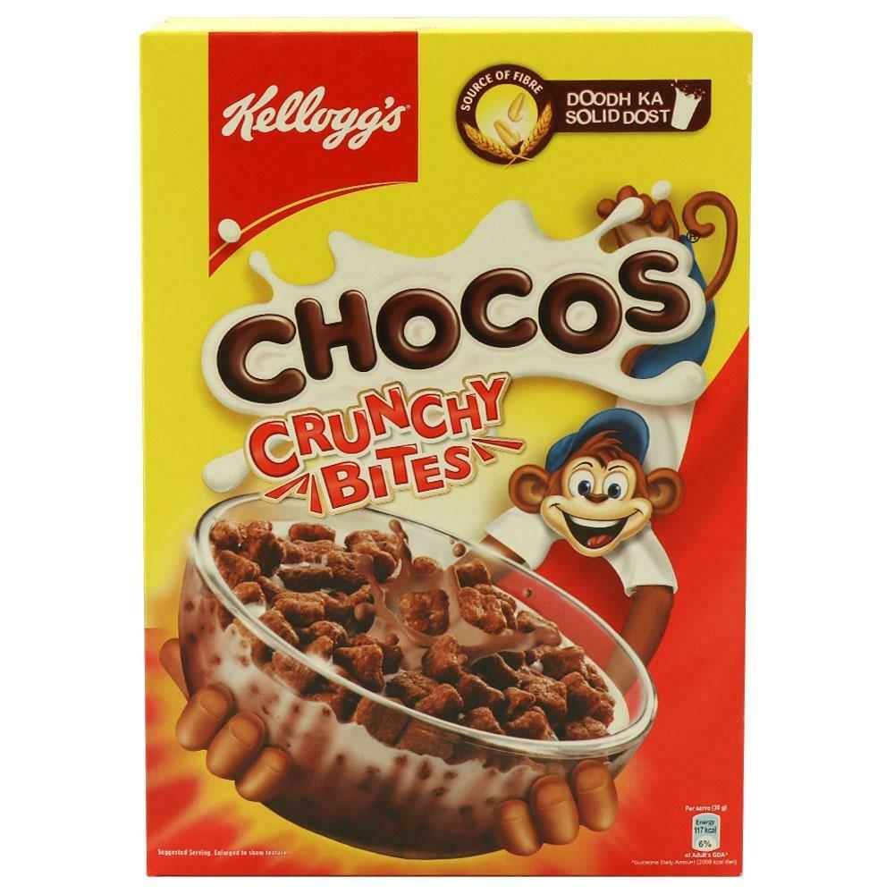 Front view of Kellogg's chocolate crunchy bites cereal pack