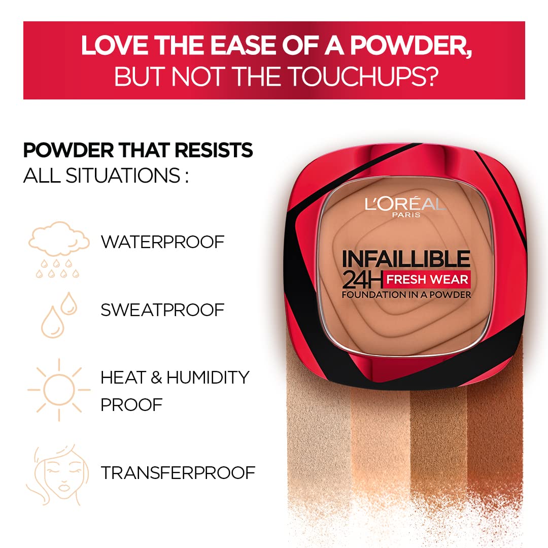 L'Oreal Paris Infallible 24H Fresh Wear Foundation in a Powder, 140 Golden Beige, 9g – view 2
