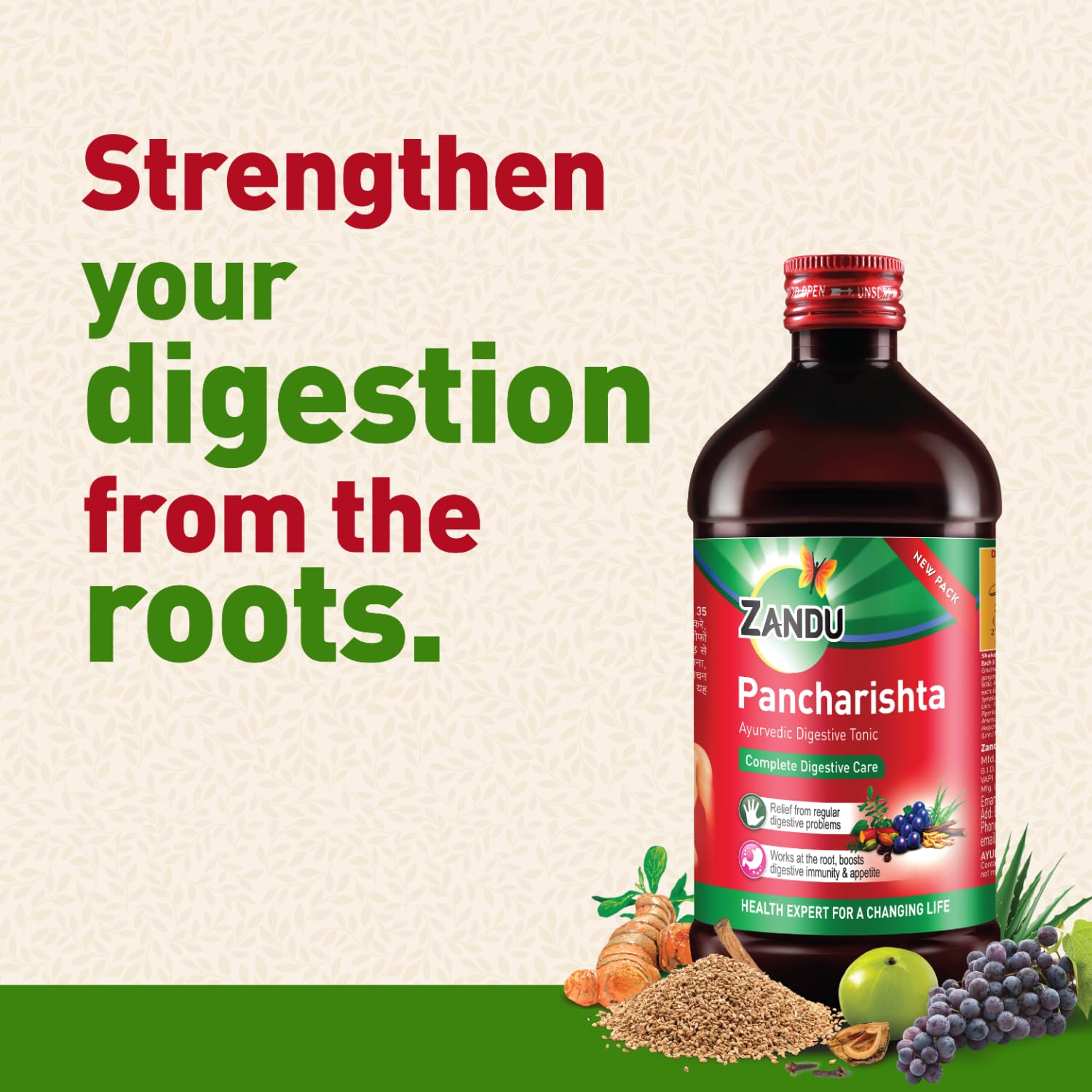 Zandu Pancharishta 450ml, Ayurvedic Tonic, Relief from disgetive problems like Acidity, Constipation and Gas, boosts digestive immunity – view 3