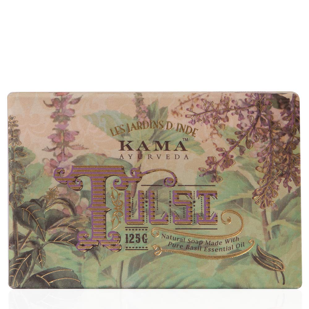 Kama Ayurveda Natural Tulsi Soap 125g green boxed bar