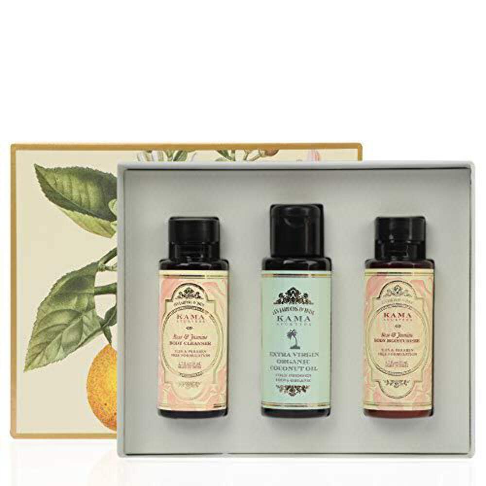 Kama Ayurveda gift box with coconut oil cleanser and moisturiser