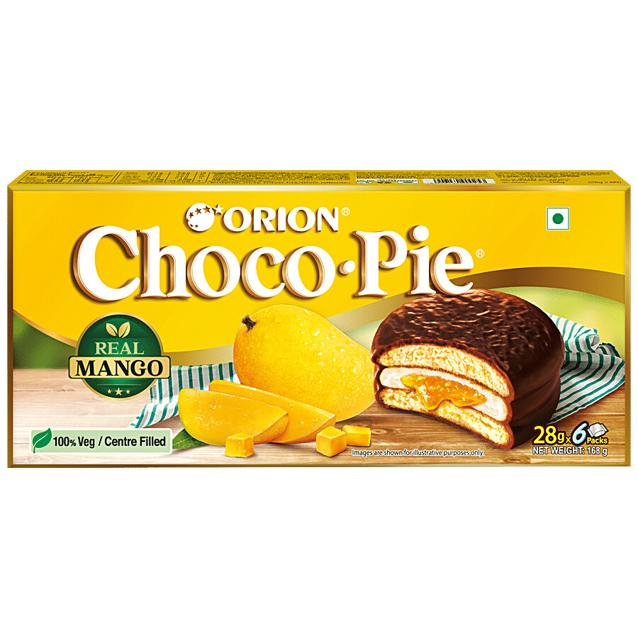 Orion Choco Pie With Real Mango - 100% Veg, Centre Filled 168 g – view 2