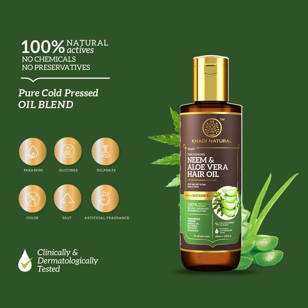 Khadi Natural Neem & Aloe Vera with Wheat Germ Hair Oil – view 3