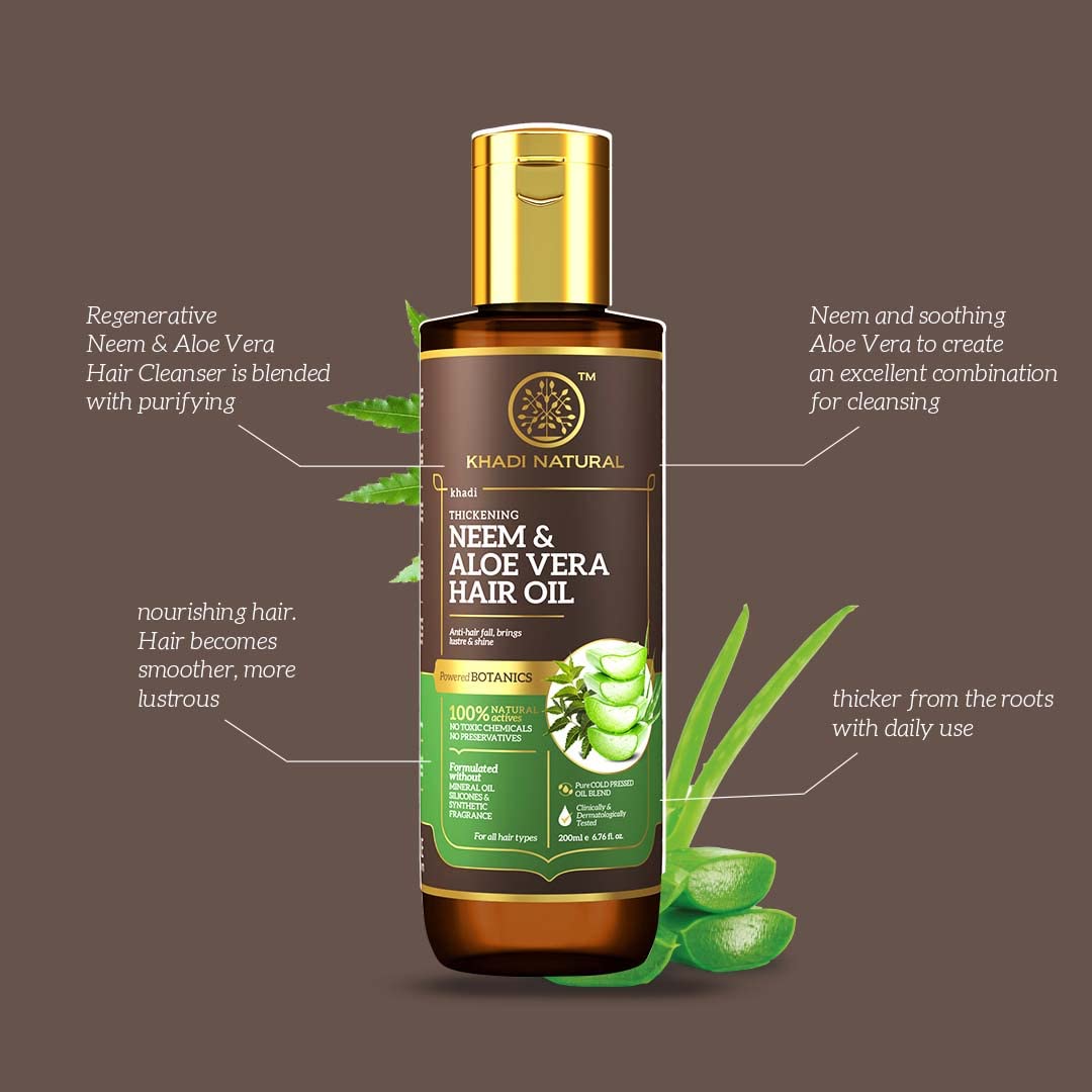 Khadi Natural Neem & Aloe Vera with Wheat Germ Hair Oil – view 4