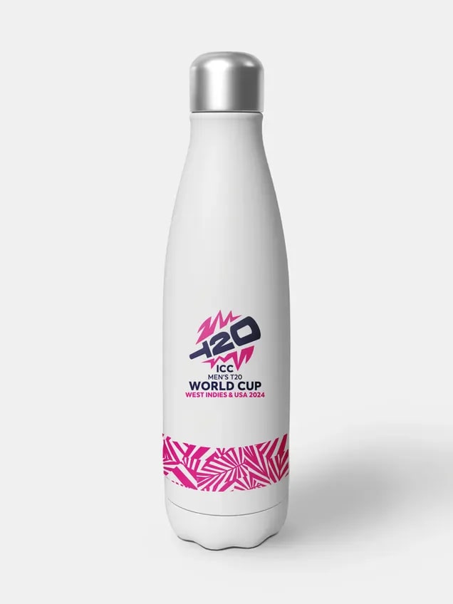 ICC Men's T20 WC-24 White and Pink Printed Stainless Steel Bottle – view 2